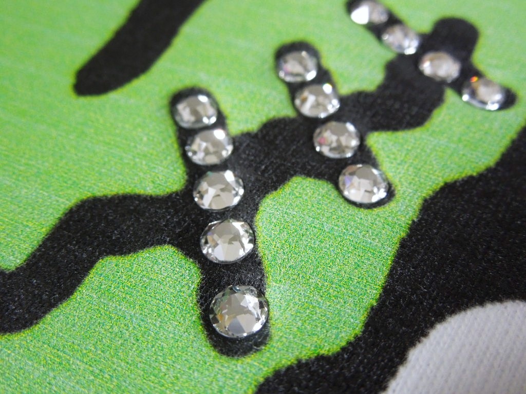Pop Art Swarovski Long T-shirt White �� Green