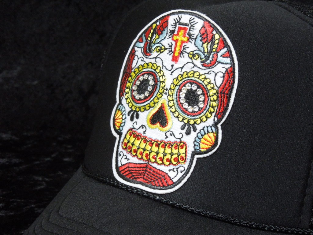 �ɽ� Black skull Swarovski cap Black