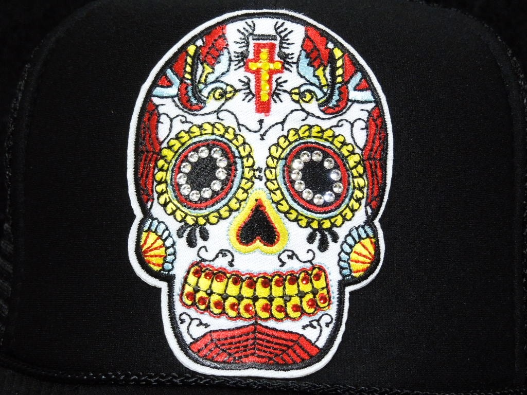 �ɽ� Black skull Swarovski cap Black