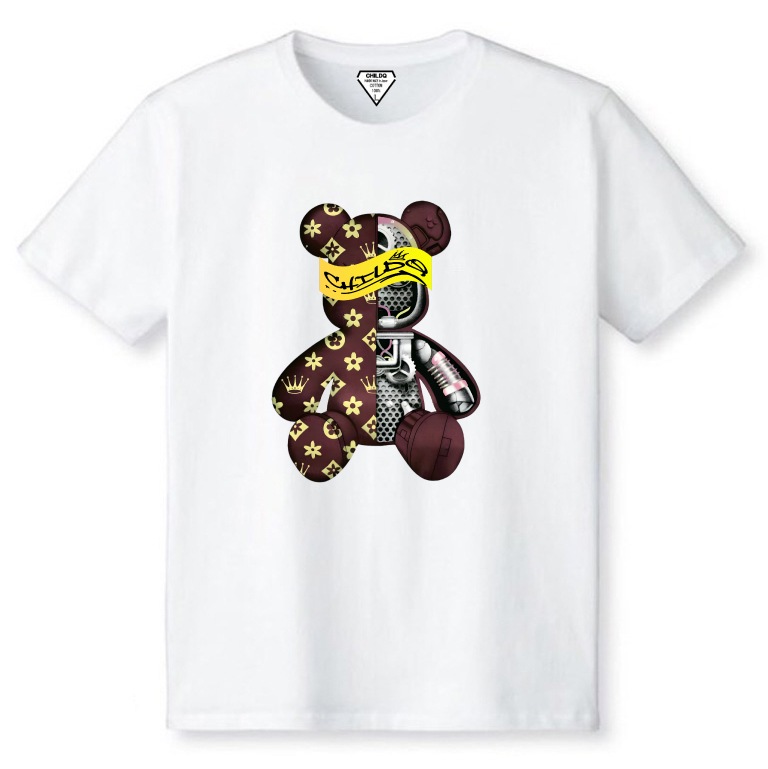 sakura monogram bear T-shirt brown x white
