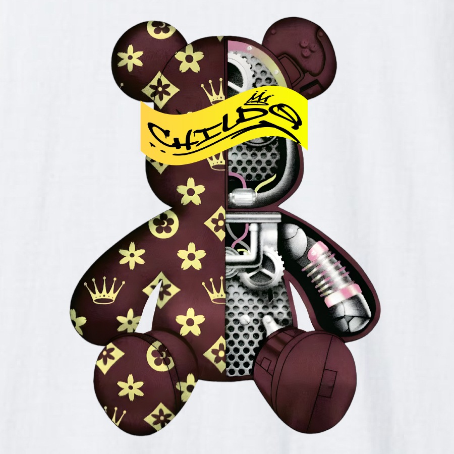 sakura monogram bear T-shirt brown x white