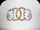 Parody double handed Gold Swarovski cap white��