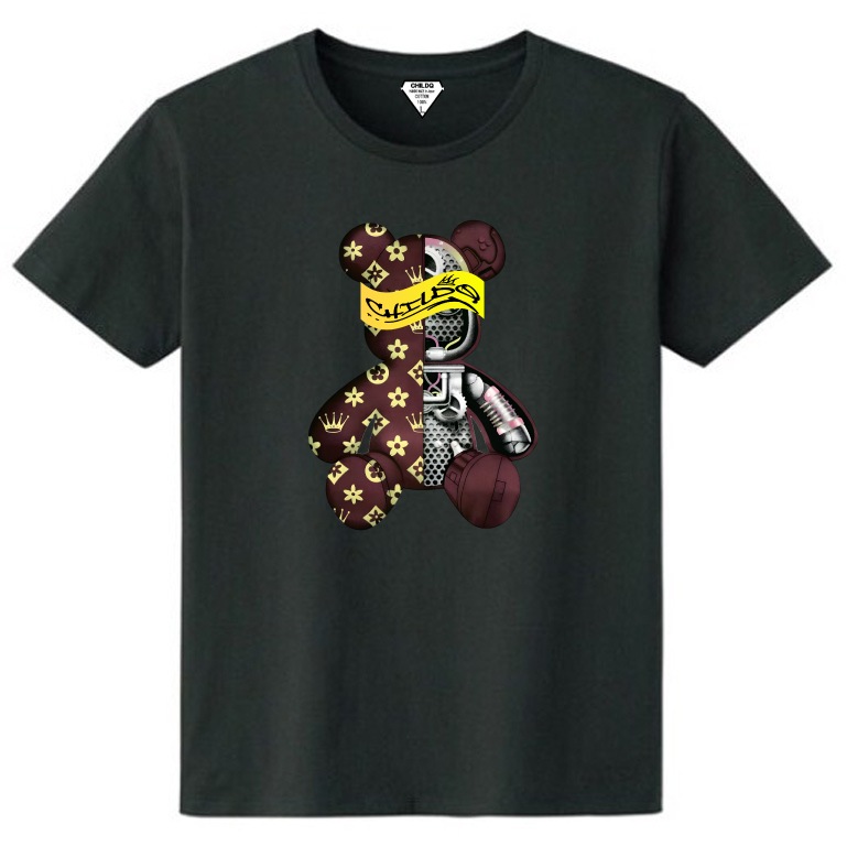 sakura monogram bear T-shirt brown x black