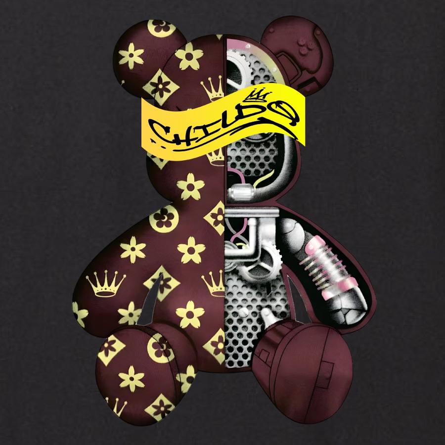 sakura monogram bear T-shirt brown x black