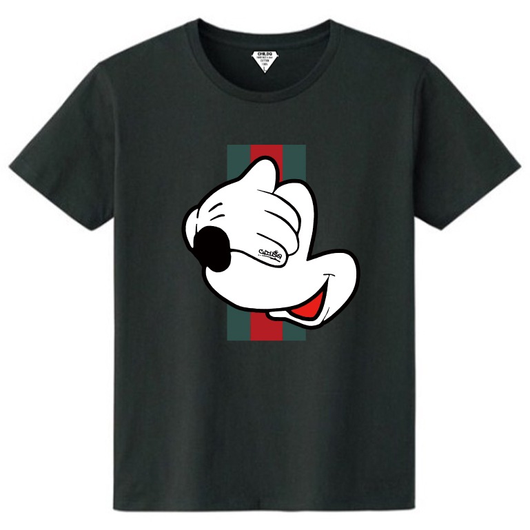 Secret Mouse Green & Red Line T-shirt Black
