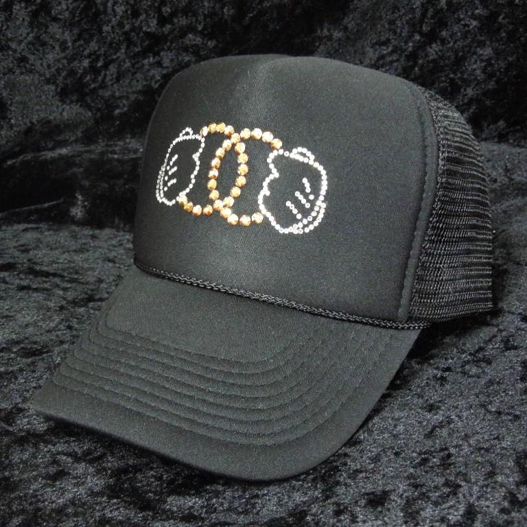 Parody double handed Gold Swarovski cap Black