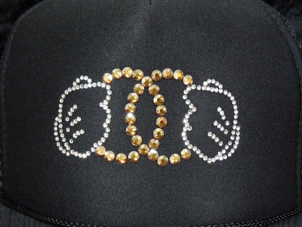 Parody double handed Gold Swarovski cap Black