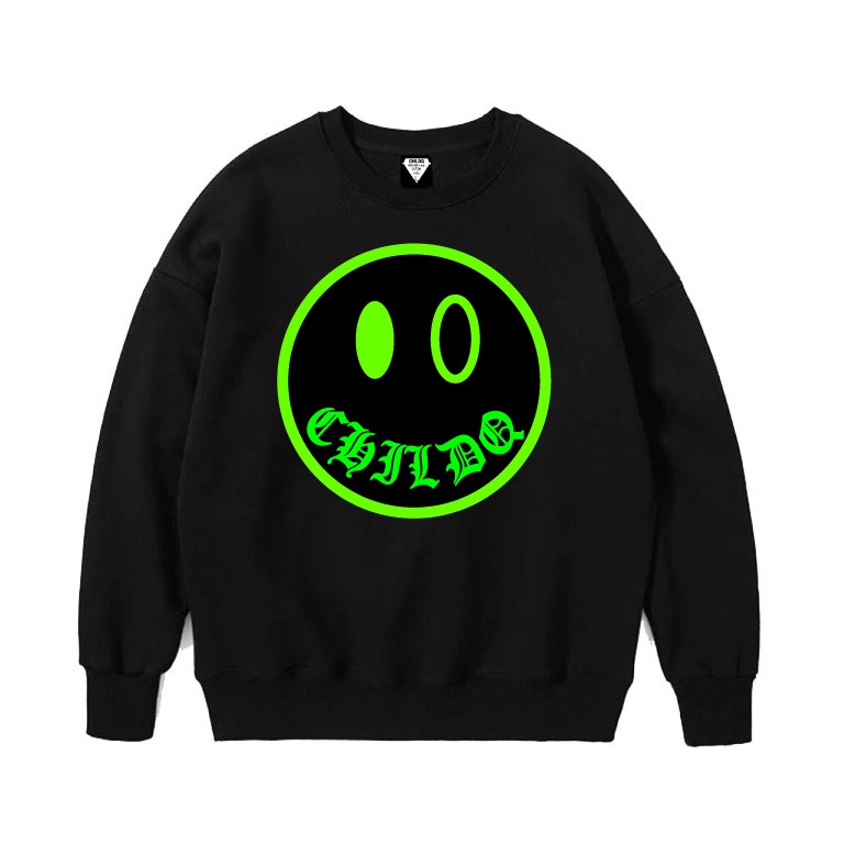 Smiley Lime Yellow Sweat Black