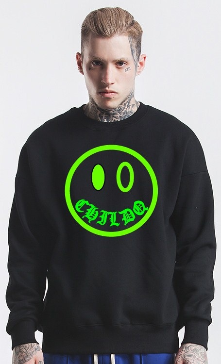 Smiley Lime Yellow Sweat Black