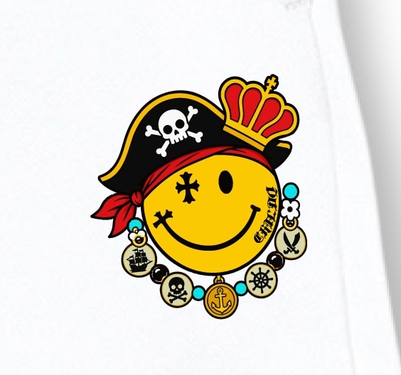 Pirate Smiley half pants White
