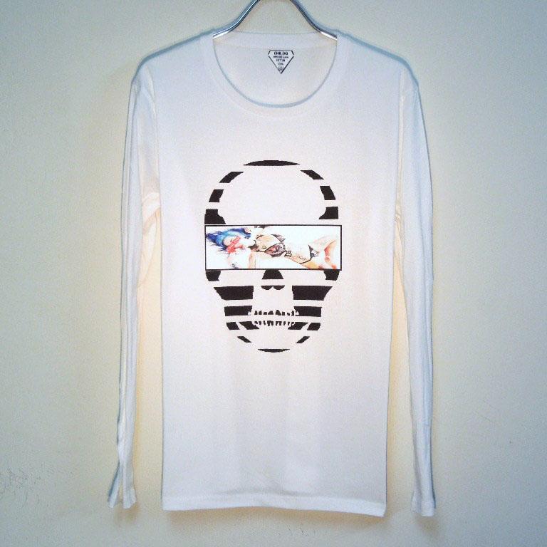 Skull Tattoo Girl NO.25 Long T-shirt White