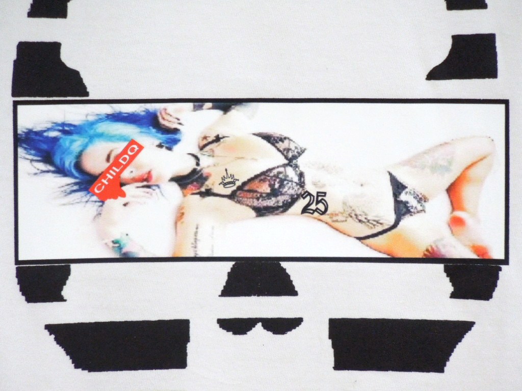 Skull Tattoo Girl NO.25 Long T-shirt White