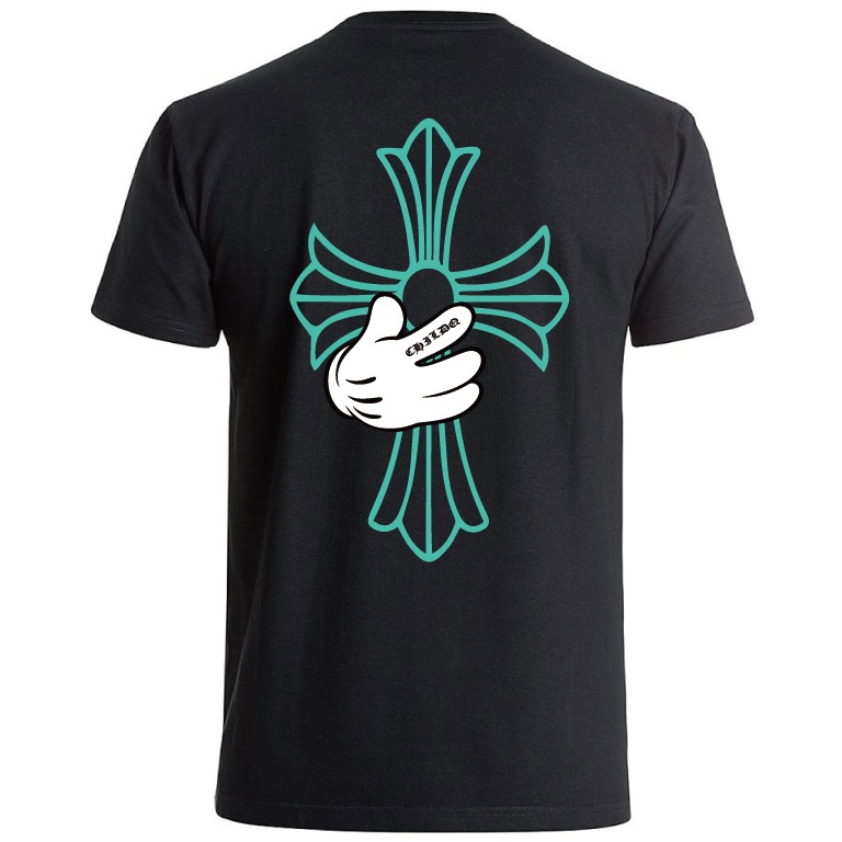 Cross hand T-shirt Black T&co blue