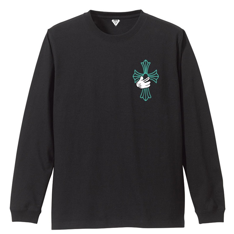 Cross hand T-shirt Black T&co blue