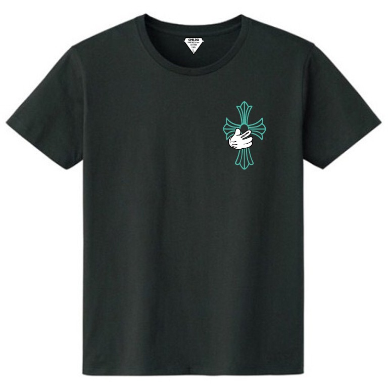 Cross hand T-shirt Black T&co blue