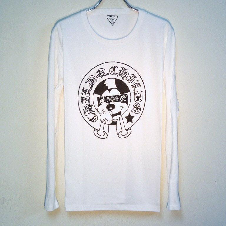 Secret MouseOld font mark Long T-shirt White