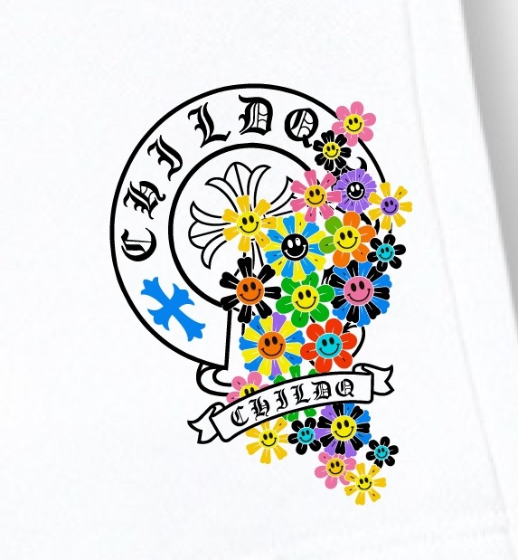 Smiley Bloom half pants White