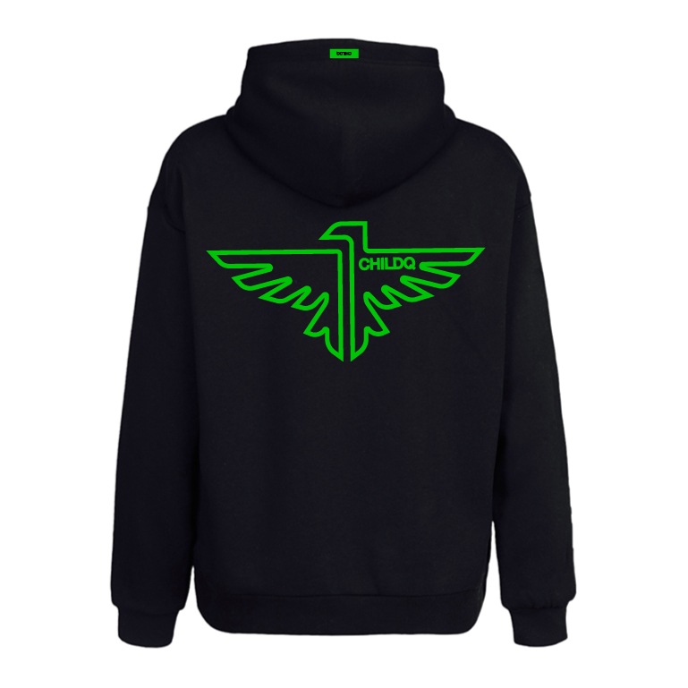 Vivid Green Eagle Parka Black
