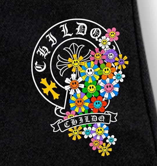 Smiley Bloom half pants Black