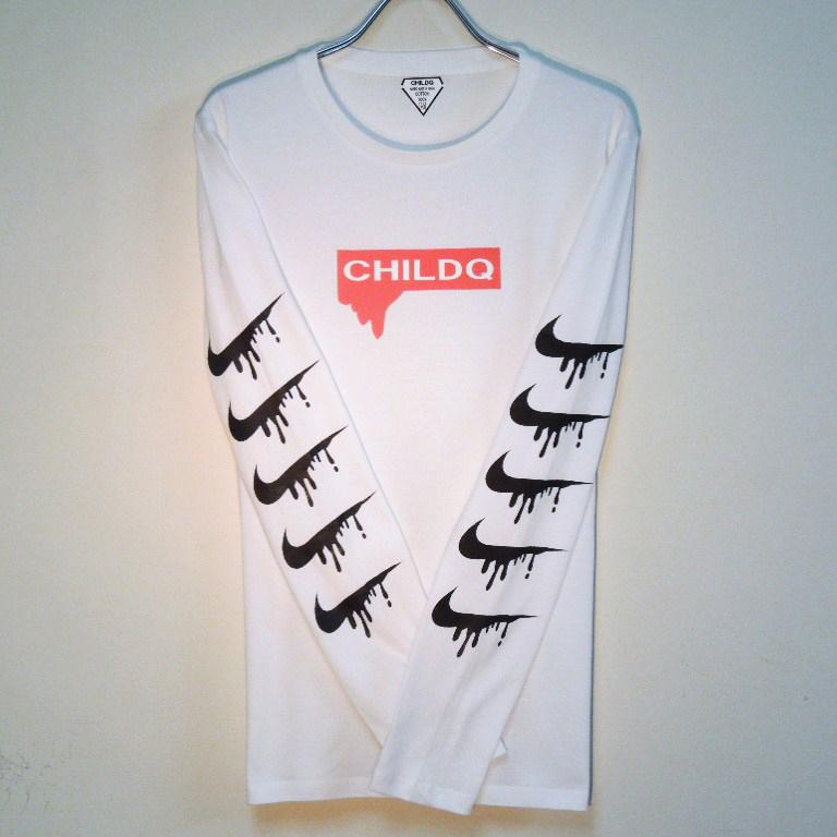 Parody Melting Sleeve Print No2 Long T Shirt White
