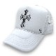 Star cross Swarovski cap white