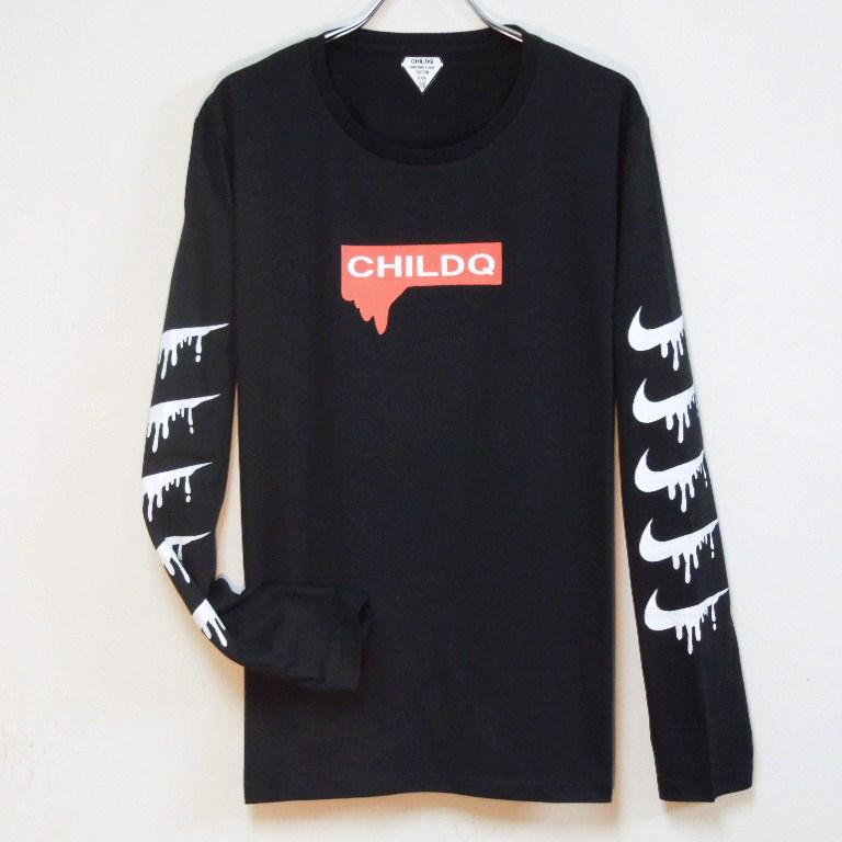 Parody Melting Sleeve Print No2 Long T Shirt Black