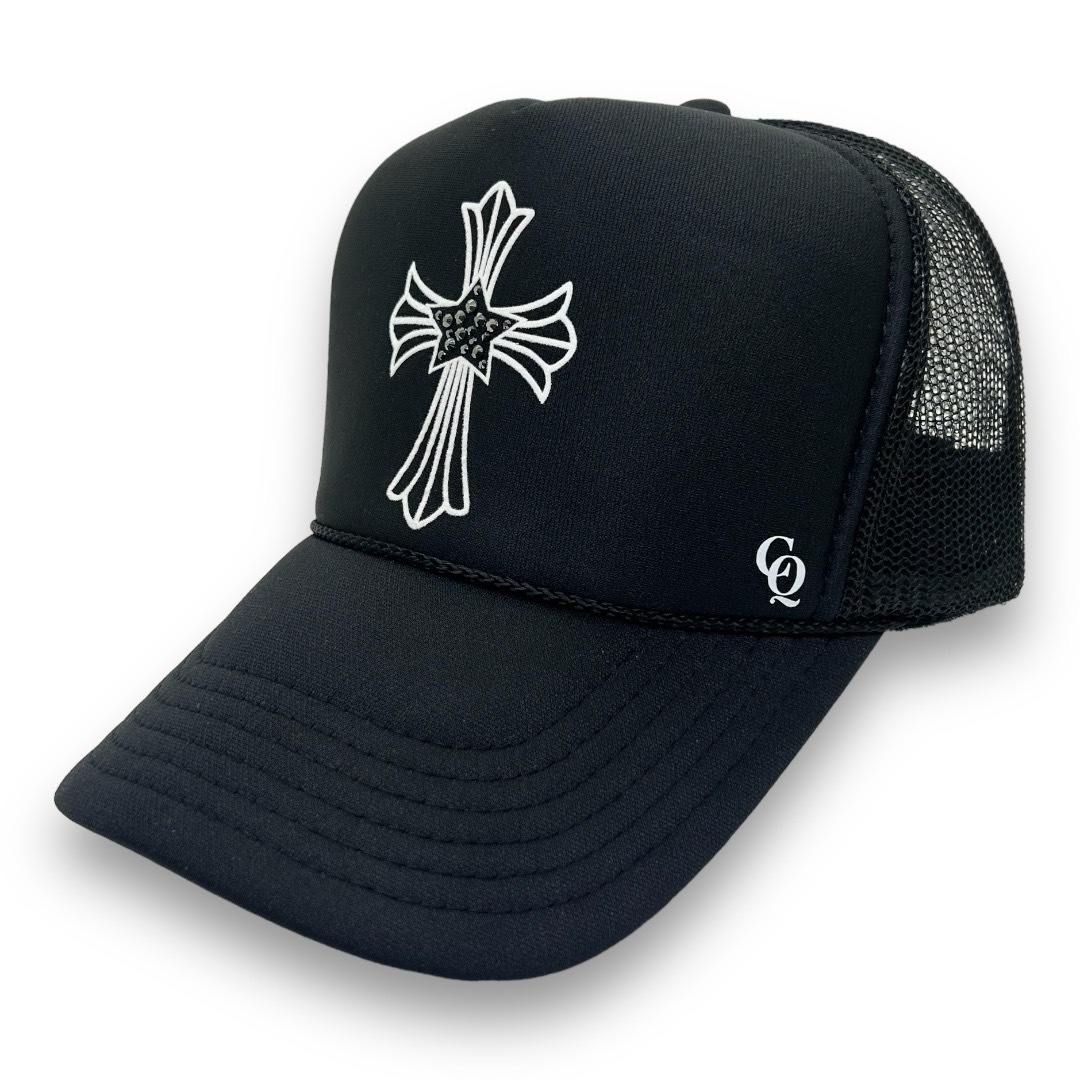 Star cross Swarovski cap Black