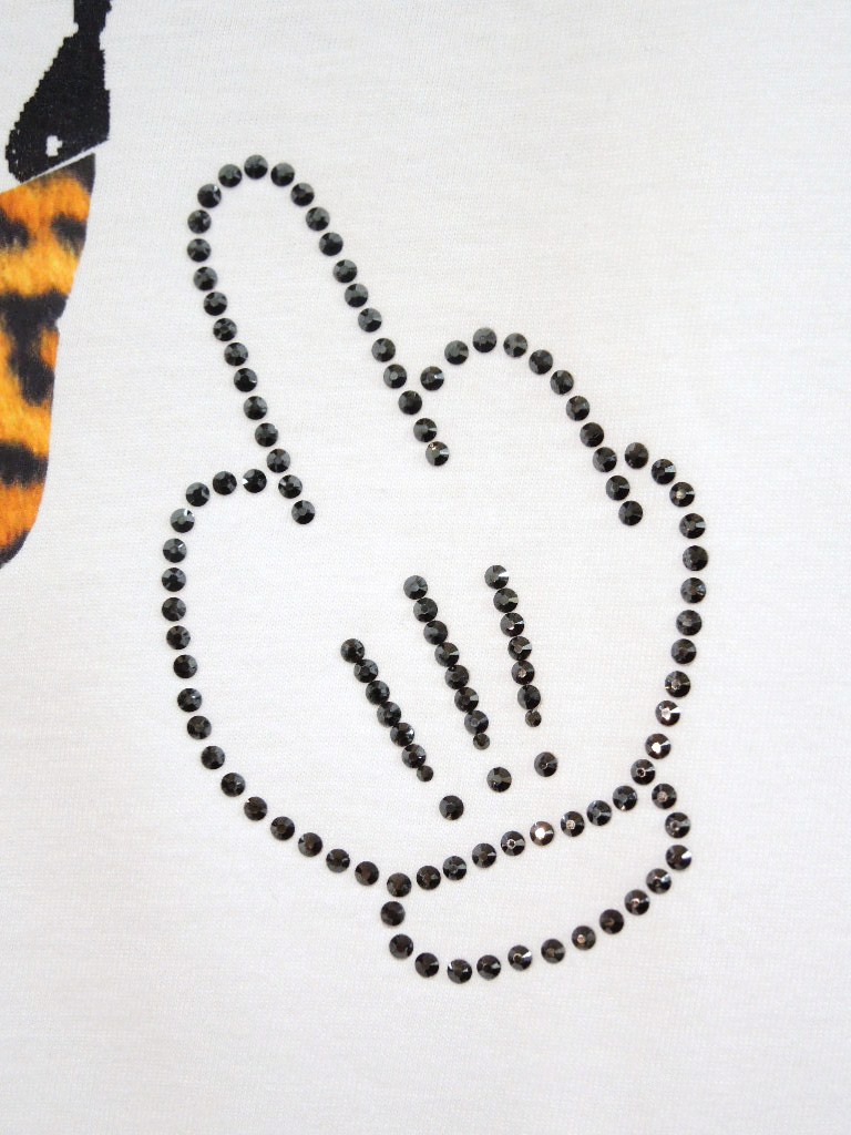 Gangster mouse Swarovski T-shirt White��Leopard