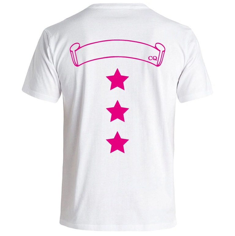 Three Star Vivid Pink T-shirt White