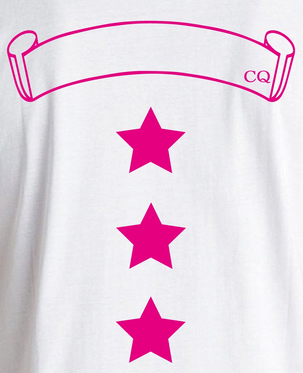 Three Star Vivid Pink T-shirt White