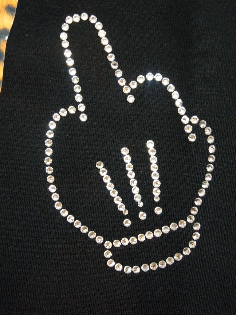 Gangster mouse Swarovski T-shirt Black��Leopard