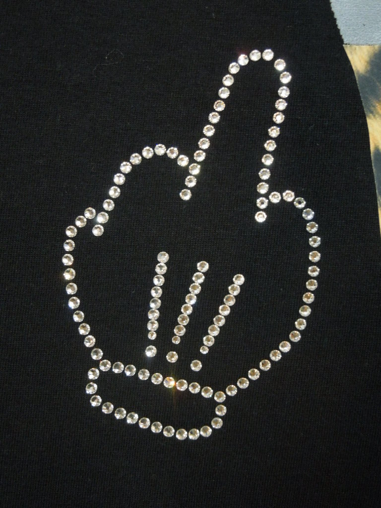 Gangster mouse Swarovski T-shirt Black��Leopard
