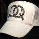 CQ cross Swarovski cap white