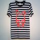 Skull Bunny Border T-shirt  Red