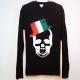Skull Hat Italy color Swarovski Long T-shirt Black