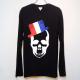 Skull Hat France color Swarovski Long T-shirt Black