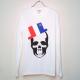 Skull Hat France color Swarovski Long T-shirt White