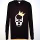 Skull Crown Swarovski Long T-shirt Gold �� Black