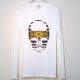 Skull yellow black pattern Long T-shirt White