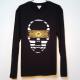 Skull yellow black pattern Long T-shirt Black