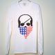 Skull bandana USA color Long T-shirt / white
