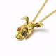 CQ Skull Bunny Zirconia necklace GoldߣңSapphire blue