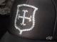 Cross emblem Swarovski black cap