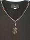 Dollar Swarovski necklace Long T-shirt��Black