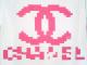 Mosaic parody T-shirt white��Pink