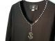 Dollar Swarovski necklace Long T-shirt��Black