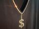 Dollar Gold Swarovski necklace T-shirt��Black