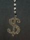 Dollar Swarovski necklace Long T-shirt��Black
