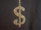 Dollar Gold Swarovski necklace T-shirt��Black