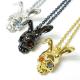 CQ Skull Bunny Zirconia necklace Blackߣң